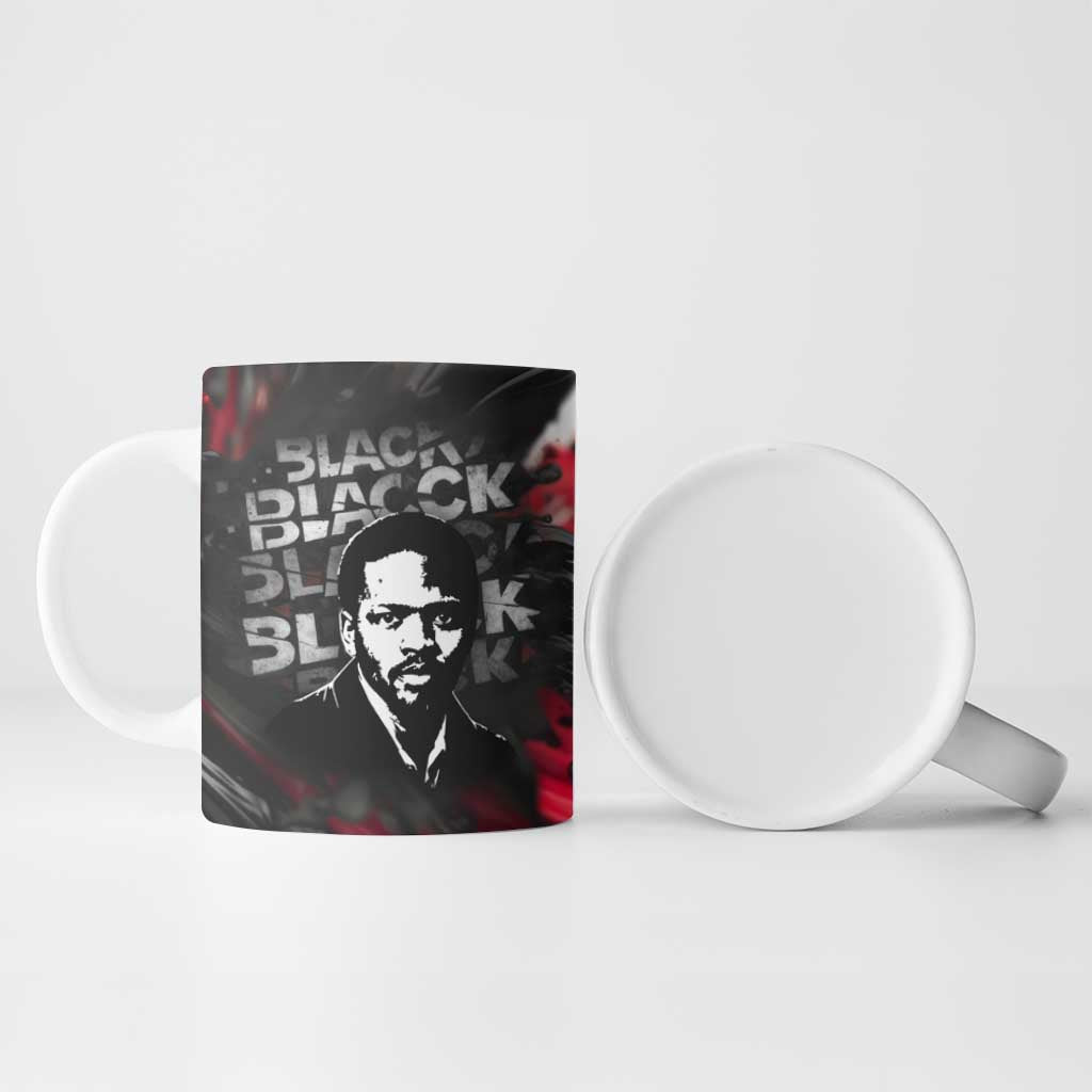 Steve Biko Ceramic Mug with Black Consciousness Portrait, Power Fist Symbol and Red-Black Freedom - Wonder Print Shop