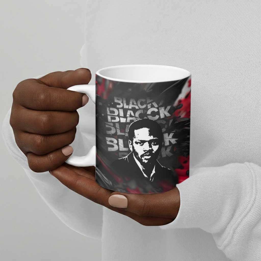 Steve Biko Ceramic Mug with Black Consciousness Portrait, Power Fist Symbol and Red-Black Freedom - Wonder Print Shop