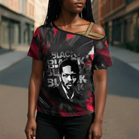 Steve Biko Cross Shoulder Shirt with Black Consciousness Portrait, Power Fist Symbol and Red-Black Freedom - Wonder Print Shop