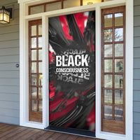 Steve Biko Door Cover with Black Consciousness Portrait, Power Fist Symbol and Red-Black Freedom - Wonder Print Shop