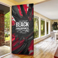 Steve Biko Door Cover with Black Consciousness Portrait, Power Fist Symbol and Red-Black Freedom - Wonder Print Shop
