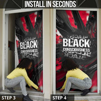 Steve Biko Door Cover with Black Consciousness Portrait, Power Fist Symbol and Red-Black Freedom - Wonder Print Shop