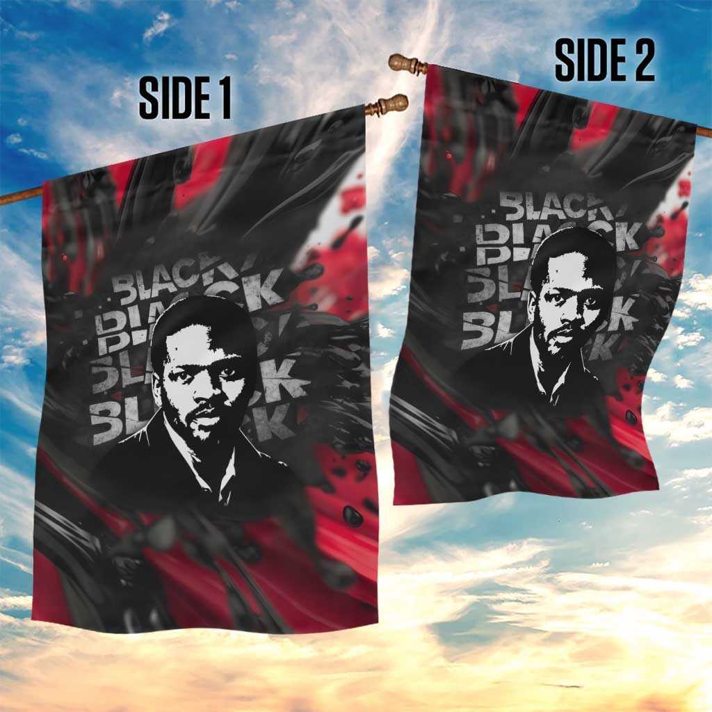 Steve Biko Garden Flag with Black Consciousness Portrait, Power Fist Symbol and Red-Black Freedom - Wonder Print Shop