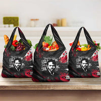 Steve Biko Grocery Bag with Black Consciousness Portrait, Power Fist Symbol and Red-Black Freedom - Wonder Print Shop