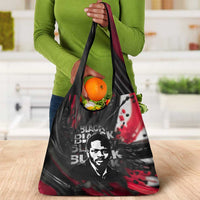 Steve Biko Grocery Bag with Black Consciousness Portrait, Power Fist Symbol and Red-Black Freedom - Wonder Print Shop