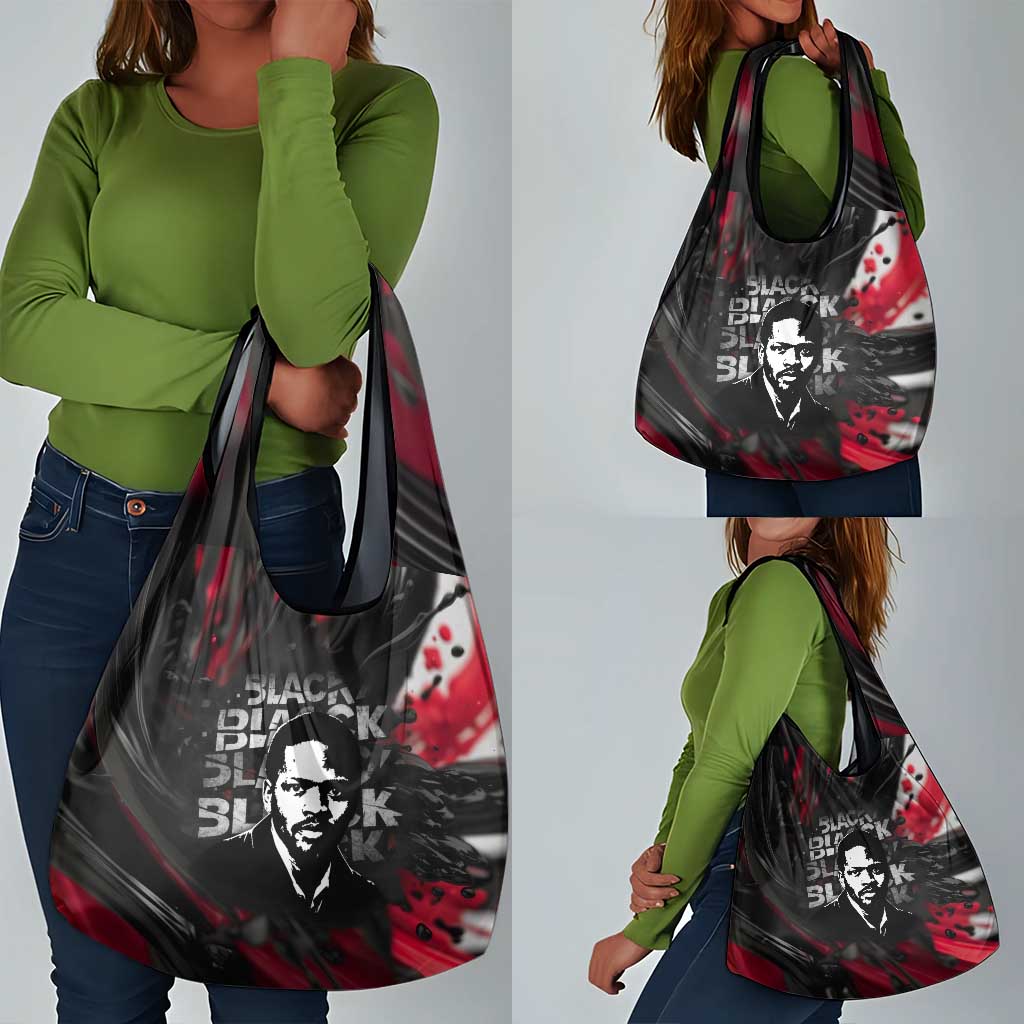 Steve Biko Grocery Bag with Black Consciousness Portrait, Power Fist Symbol and Red-Black Freedom - Wonder Print Shop