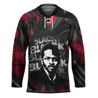 Steve Biko Hockey Jersey with Black Consciousness Portrait, Power Fist Symbol and Red-Black Freedom - Wonder Print Shop