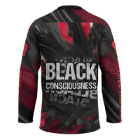 Steve Biko Hockey Jersey with Black Consciousness Portrait, Power Fist Symbol and Red-Black Freedom - Wonder Print Shop