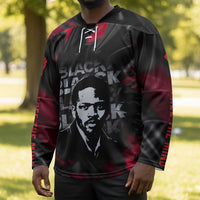 Steve Biko Hockey Jersey with Black Consciousness Portrait, Power Fist Symbol and Red-Black Freedom - Wonder Print Shop