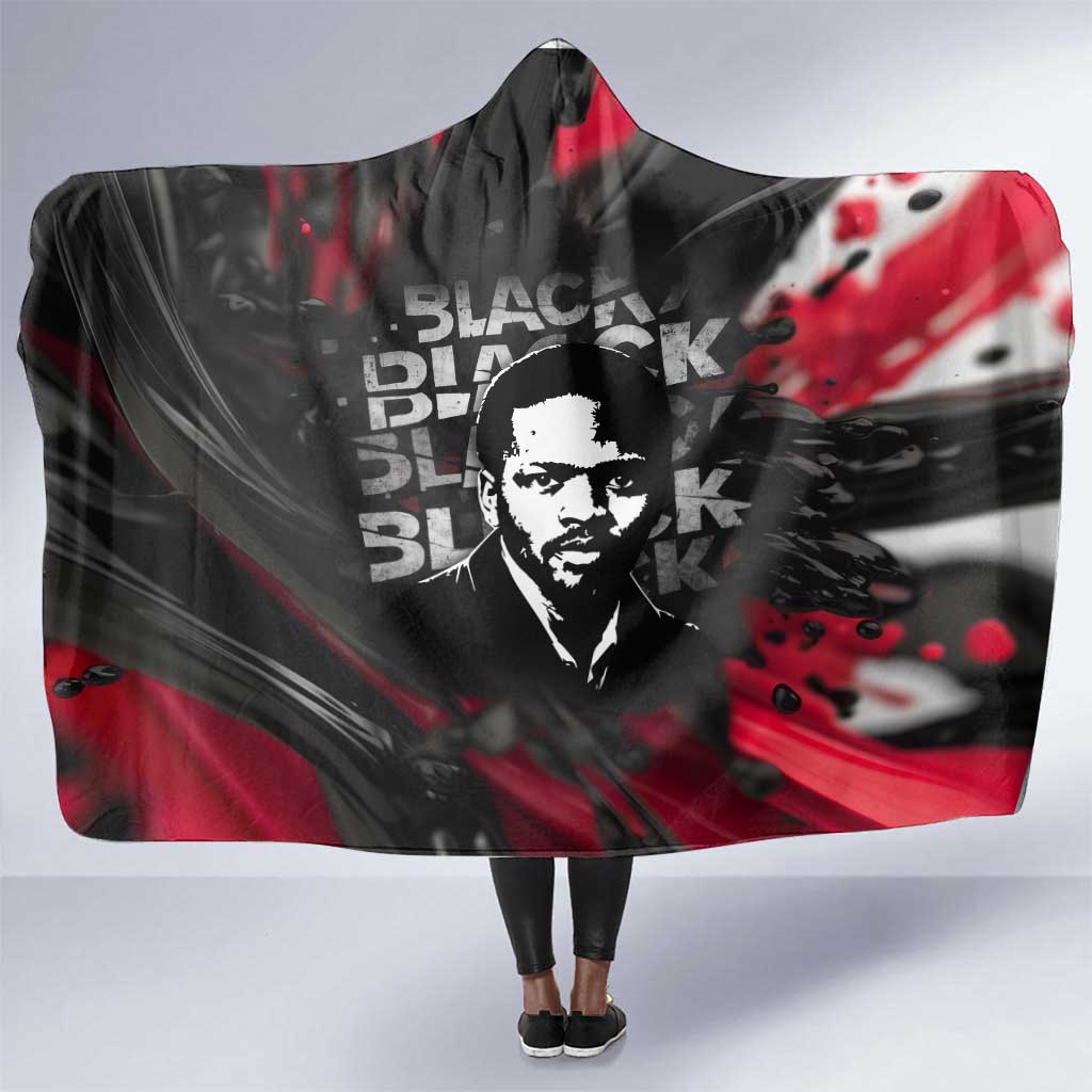 Steve Biko Hooded Blanket with Black Consciousness Portrait, Power Fist Symbol and Red-Black Freedom - Wonder Print Shop