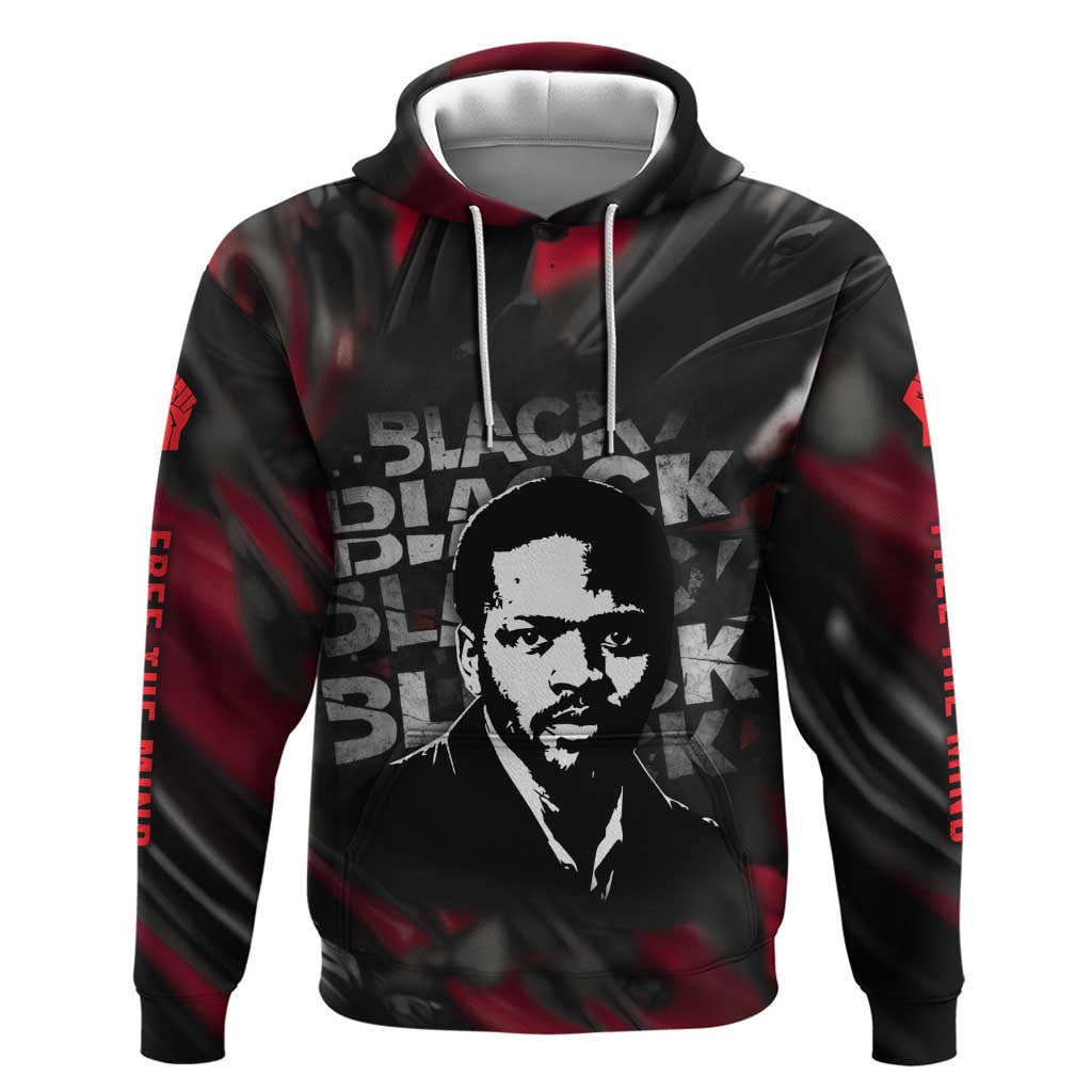 Steve Biko Hoodie with Black Consciousness Portrait, Power Fist Symbol and Red-Black Freedom - Wonder Print Shop