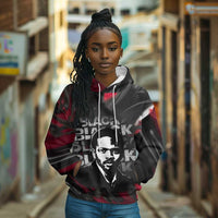 Steve Biko Hoodie with Black Consciousness Portrait, Power Fist Symbol and Red-Black Freedom - Wonder Print Shop