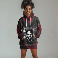 Steve Biko Hoodie Dress with Black Consciousness Portrait, Power Fist Symbol and Red-Black Freedom - Wonder Print Shop