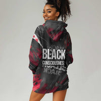 Steve Biko Hoodie Dress with Black Consciousness Portrait, Power Fist Symbol and Red-Black Freedom - Wonder Print Shop