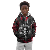 Steve Biko Kid Hoodie with Black Consciousness Portrait, Power Fist Symbol and Red-Black Freedom - Wonder Print Shop