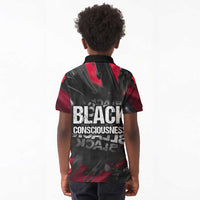 Steve Biko Kid Polo Shirt with Black Consciousness Portrait, Power Fist Symbol and Red-Black Freedom - undefined
