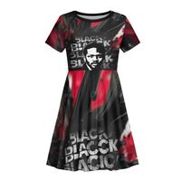 Steve Biko Kid Short Sleeve Dress with Black Consciousness Portrait, Power Fist Symbol and Red-Black Freedom - Wonder Print Shop
