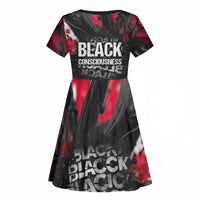 Steve Biko Kid Short Sleeve Dress with Black Consciousness Portrait, Power Fist Symbol and Red-Black Freedom - Wonder Print Shop