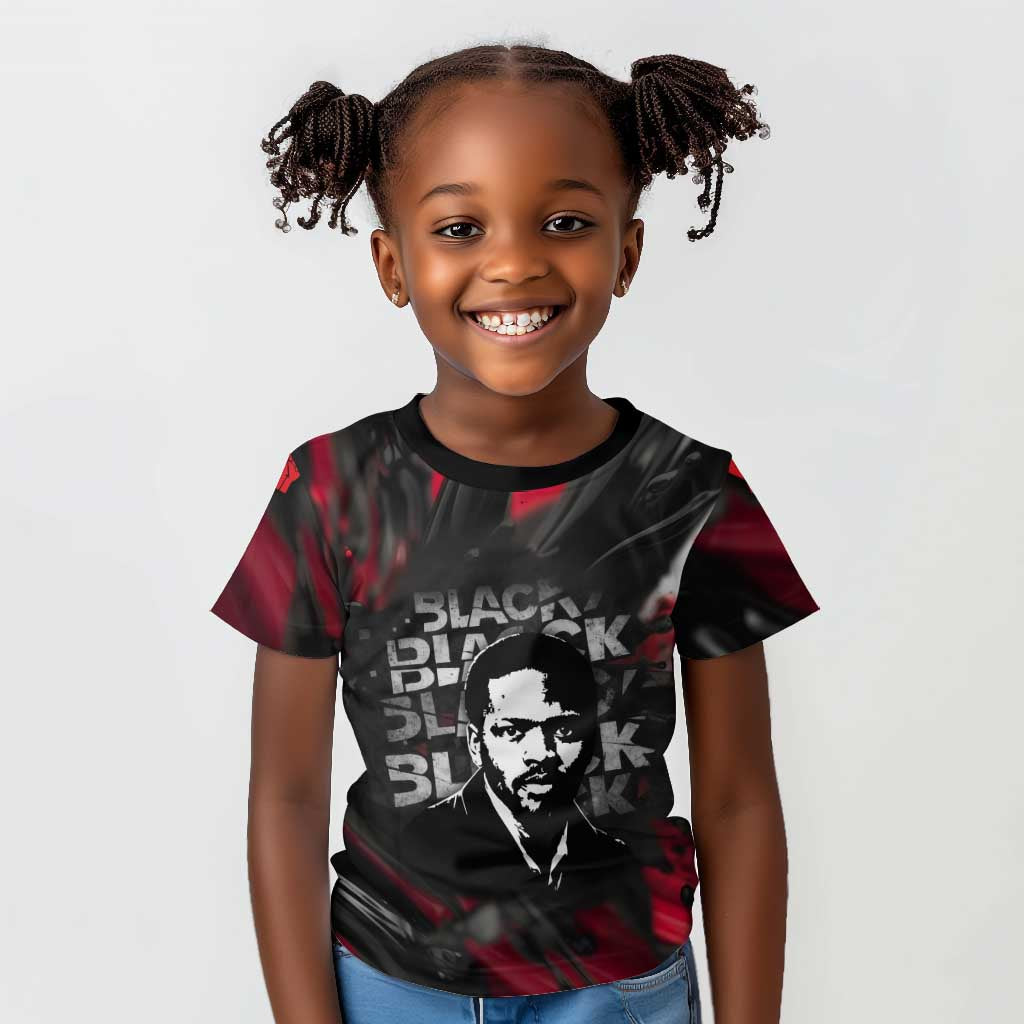 Steve Biko Kid T shirt with Black Consciousness Portrait, Power Fist Symbol and Red-Black Freedom - Wonder Print Shop