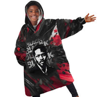 Steve Biko Kid Wearable Blanket Hoodie with Black Consciousness Portrait, Power Fist Symbol and Red-Black Freedom - Wonder Print Shop