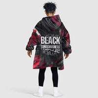 Steve Biko Kid Wearable Blanket Hoodie with Black Consciousness Portrait, Power Fist Symbol and Red-Black Freedom - Wonder Print Shop