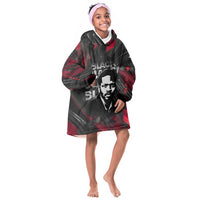 Steve Biko Kid Wearable Blanket Hoodie with Black Consciousness Portrait, Power Fist Symbol and Red-Black Freedom - Wonder Print Shop