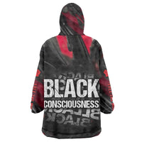 Steve Biko Kid Wearable Blanket Hoodie with Black Consciousness Portrait, Power Fist Symbol and Red-Black Freedom - Wonder Print Shop