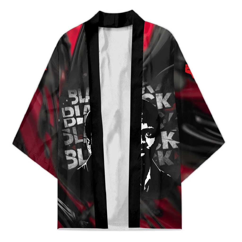 Steve Biko Kimono with Black Consciousness Portrait, Power Fist Symbol and Red-Black Freedom - undefined