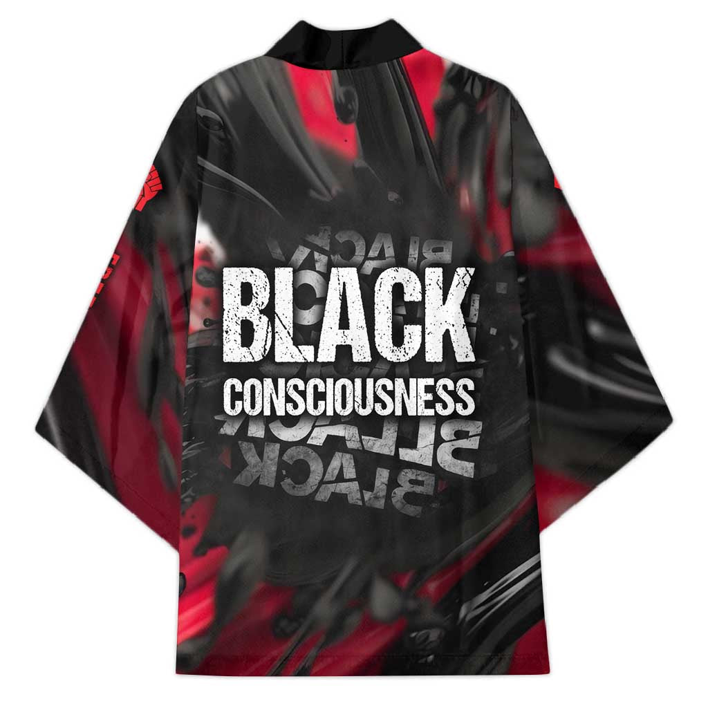 Steve Biko Kimono with Black Consciousness Portrait, Power Fist Symbol and Red-Black Freedom - undefined