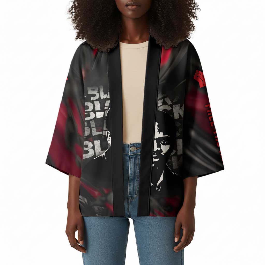 Steve Biko Kimono with Black Consciousness Portrait, Power Fist Symbol and Red-Black Freedom - undefined