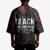 Steve Biko Kimono with Black Consciousness Portrait, Power Fist Symbol and Red-Black Freedom - undefined
