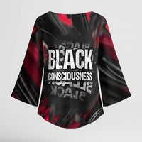 Steve Biko Kimono Sleeve Blouse with Black Consciousness Portrait, Power Fist Symbol and Red-Black Freedom - Wonder Print Shop
