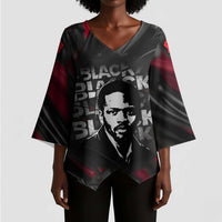 Steve Biko Kimono Sleeve Blouse with Black Consciousness Portrait, Power Fist Symbol and Red-Black Freedom - Wonder Print Shop