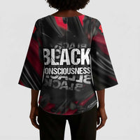 Steve Biko Kimono Sleeve Blouse with Black Consciousness Portrait, Power Fist Symbol and Red-Black Freedom - Wonder Print Shop