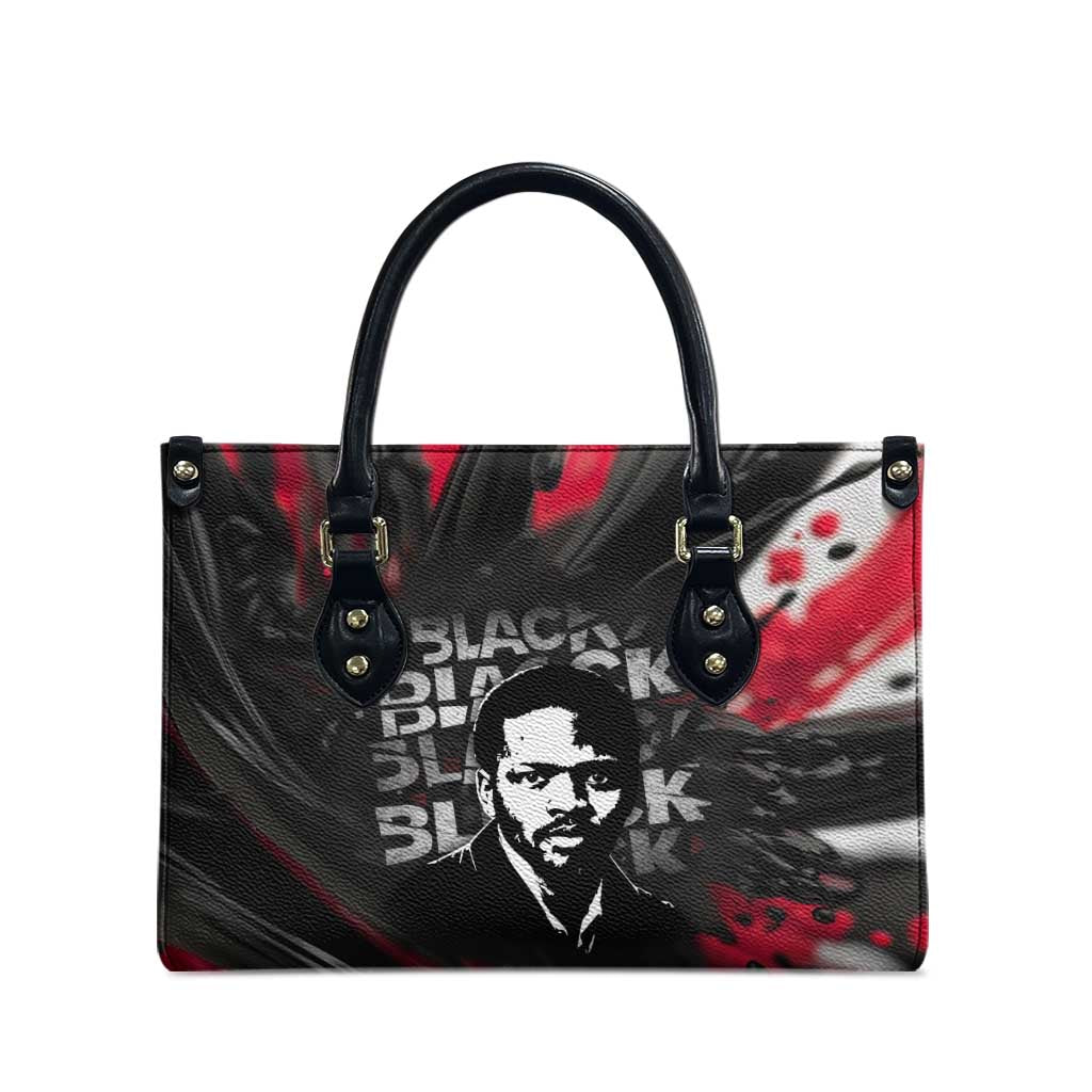 Steve Biko Leather Bag with Black Consciousness Portrait, Power Fist Symbol and Red-Black Freedom - Wonder Print Shop