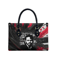 Steve Biko Leather Bag with Black Consciousness Portrait, Power Fist Symbol and Red-Black Freedom - Wonder Print Shop