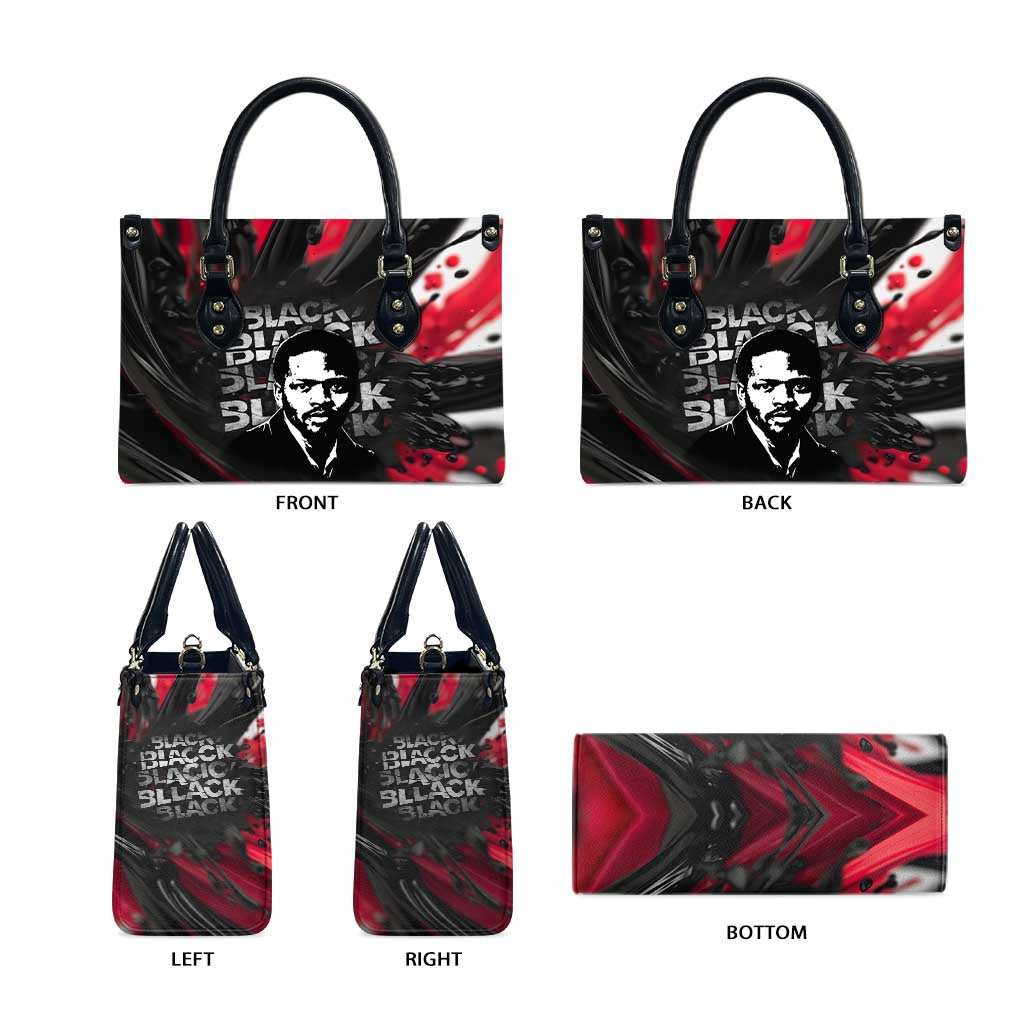 Steve Biko Leather Bag with Black Consciousness Portrait, Power Fist Symbol and Red-Black Freedom - Wonder Print Shop