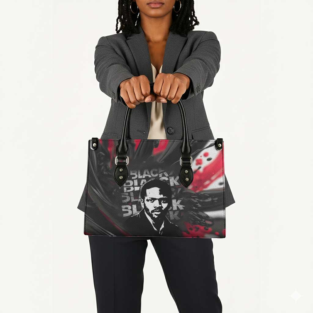 Steve Biko Leather Bag with Black Consciousness Portrait, Power Fist Symbol and Red-Black Freedom - Wonder Print Shop