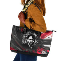 Steve Biko Leather Tote Bag with Black Consciousness Portrait, Power Fist Symbol and Red-Black Freedom - Wonder Print Shop
