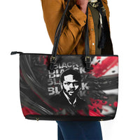 Steve Biko Leather Tote Bag with Black Consciousness Portrait, Power Fist Symbol and Red-Black Freedom - Wonder Print Shop