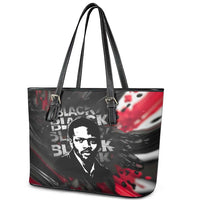 Steve Biko Leather Tote Bag with Black Consciousness Portrait, Power Fist Symbol and Red-Black Freedom - Wonder Print Shop