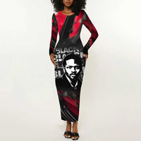 Steve Biko Long Sleeve Bodycon Dress with Black Consciousness Portrait, Power Fist Symbol and Red-Black Freedom - Wonder Print Shop
