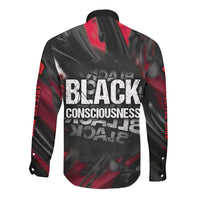 Steve Biko Long Sleeve Button Shirt with Black Consciousness Portrait, Power Fist Symbol and Red-Black Freedom - Wonder Print Shop