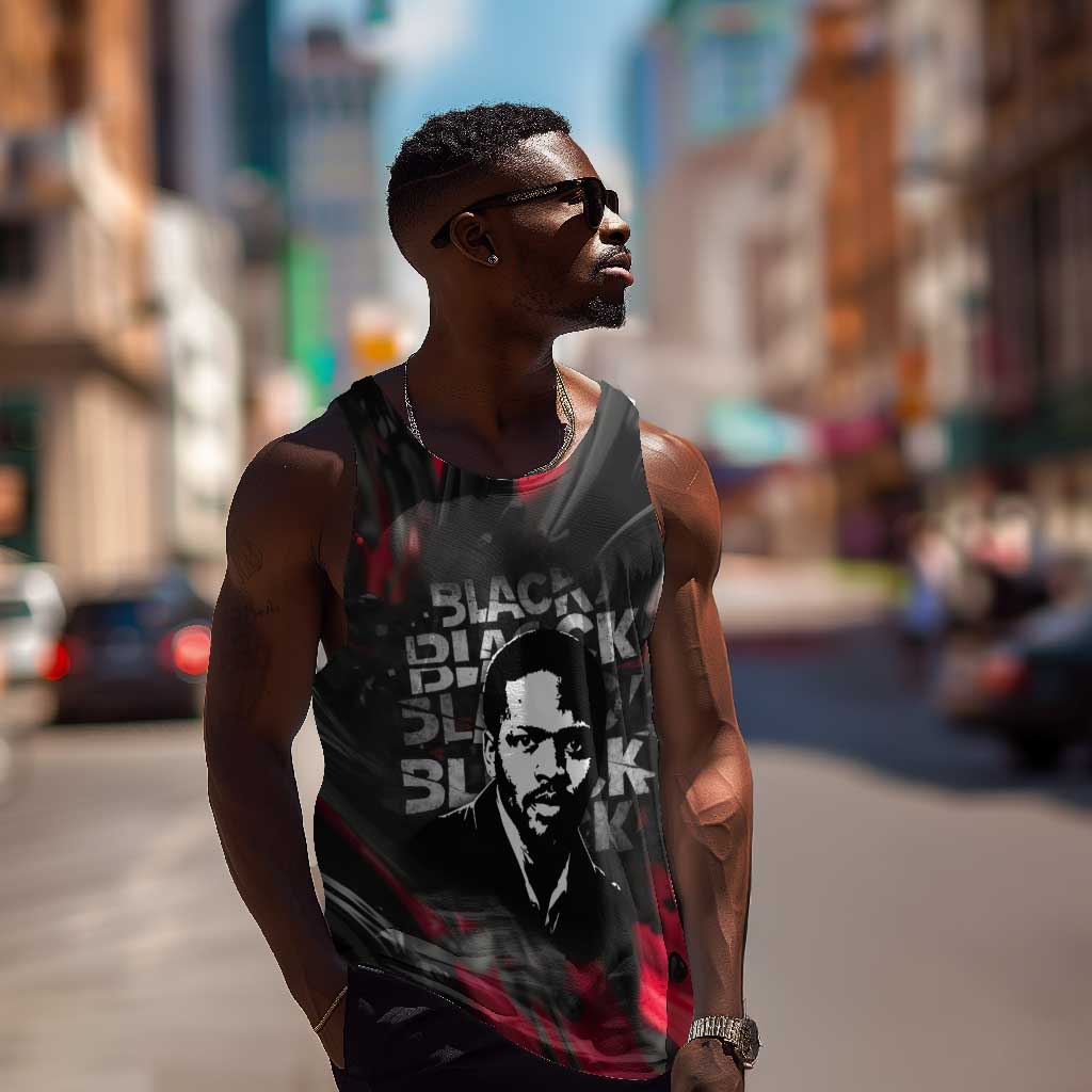 Steve Biko Men Tank Top with Black Consciousness Portrait, Power Fist Symbol and Red-Black Freedom - Wonder Print Shop