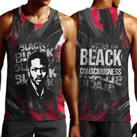 Steve Biko Men Tank Top with Black Consciousness Portrait, Power Fist Symbol and Red-Black Freedom - Wonder Print Shop