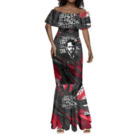 Steve Biko Mermaid Dress with Black Consciousness Portrait, Power Fist Symbol and Red-Black Freedom - Wonder Print Shop