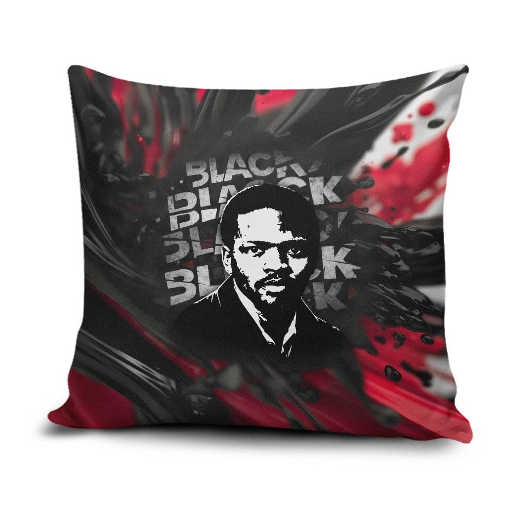 Steve Biko Pillow Cover with Black Consciousness Portrait, Power Fist Symbol and Red-Black Freedom - Wonder Print Shop
