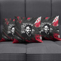 Steve Biko Pillow Cover with Black Consciousness Portrait, Power Fist Symbol and Red-Black Freedom - Wonder Print Shop