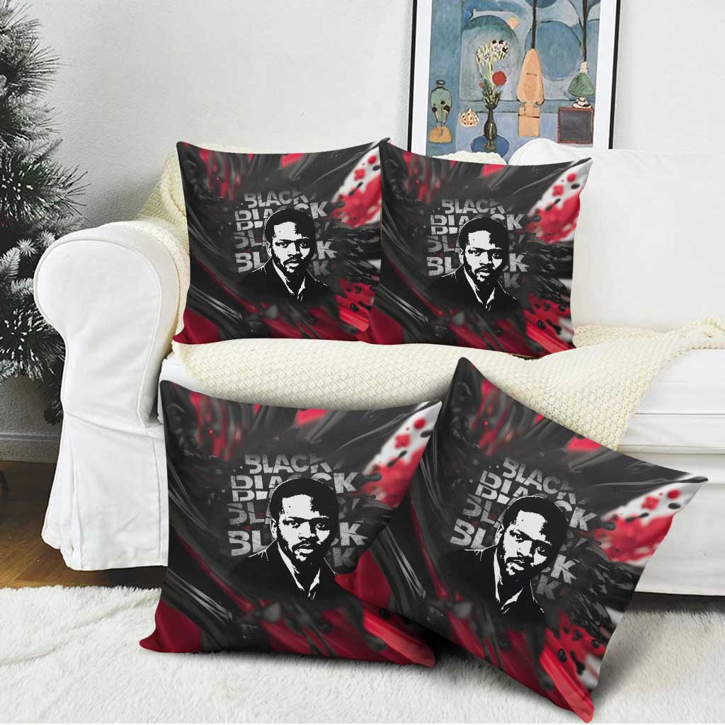 Steve Biko Pillow Cover with Black Consciousness Portrait, Power Fist Symbol and Red-Black Freedom - Wonder Print Shop
