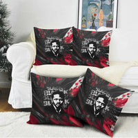 Steve Biko Pillow Cover with Black Consciousness Portrait, Power Fist Symbol and Red-Black Freedom - Wonder Print Shop